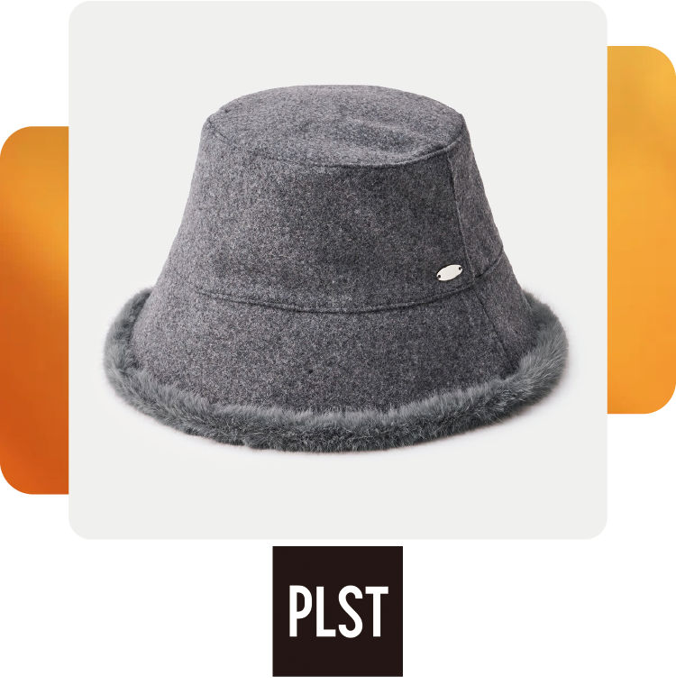 プラステ：フェイクファーリバーシブルハット